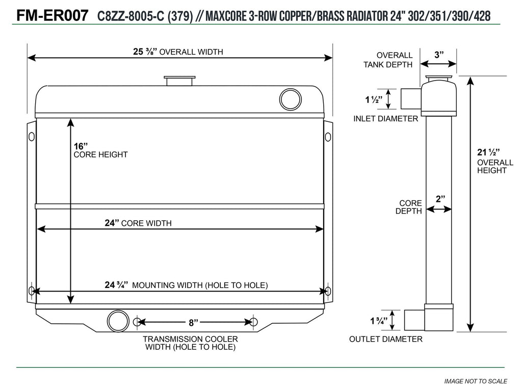 Be Cool Radiator Module Factory-Fit Natural Finish for 67-70 Ford Mustang