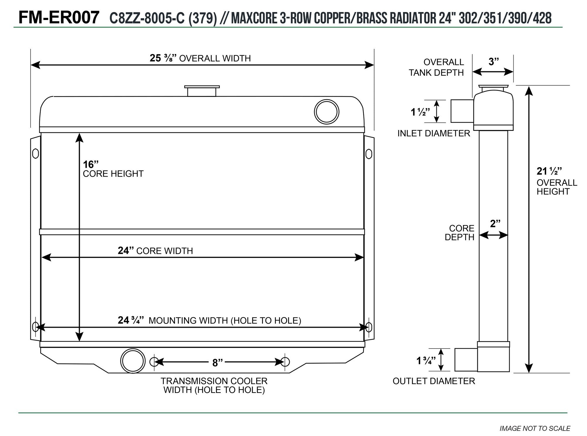 Be Cool Radiator Module Factory-Fit Natural Finish for 67-70 Ford Mustang